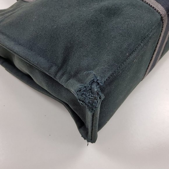 Hermes Fourre Tout Canvas Tote Bag Handbag Satchel Black Grey - Picture 6 of 16